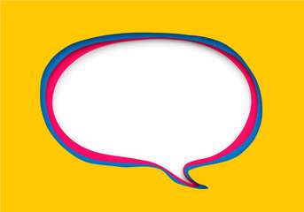Vector speech bubble in paper cut style.