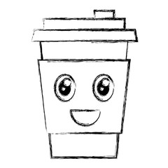 coffee cup plastic kawaii character vector illustration design