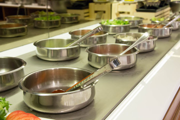 Self service salad bar with a variety of salad