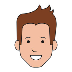 young man head avatar character vector illustration design