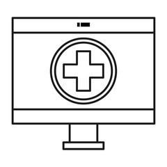 Obraz premium computer display with medical app vector illustration design