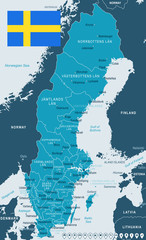 Sweden - map and flag illustration
