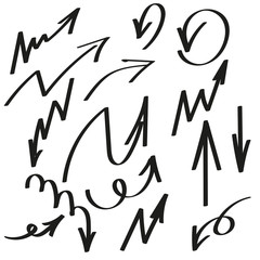 Hand drawn arrows. Vector set