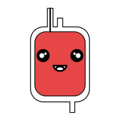 donate blood bag kawaii character vector illustration design