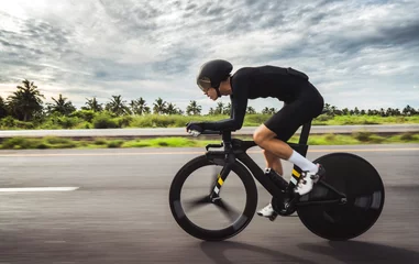 Asian men are cycling "time trial bike" in the morning © torwaiphoto