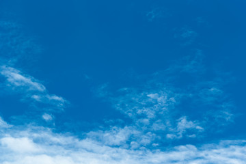 Fototapeta na wymiar Blue sky background with tiny clouds. White fluffy clouds in the blue sky