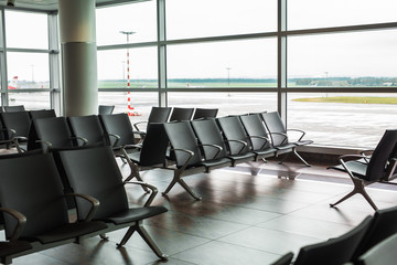 contemporary lounge with seats in the airport