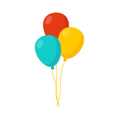Bunch of balloons in cartoon flat style isolated on white background. Vector set - obrazy, fototapety, plakaty