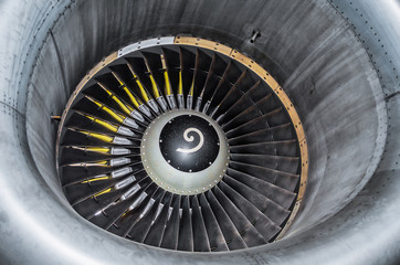 Close up view on a part plane turbine.