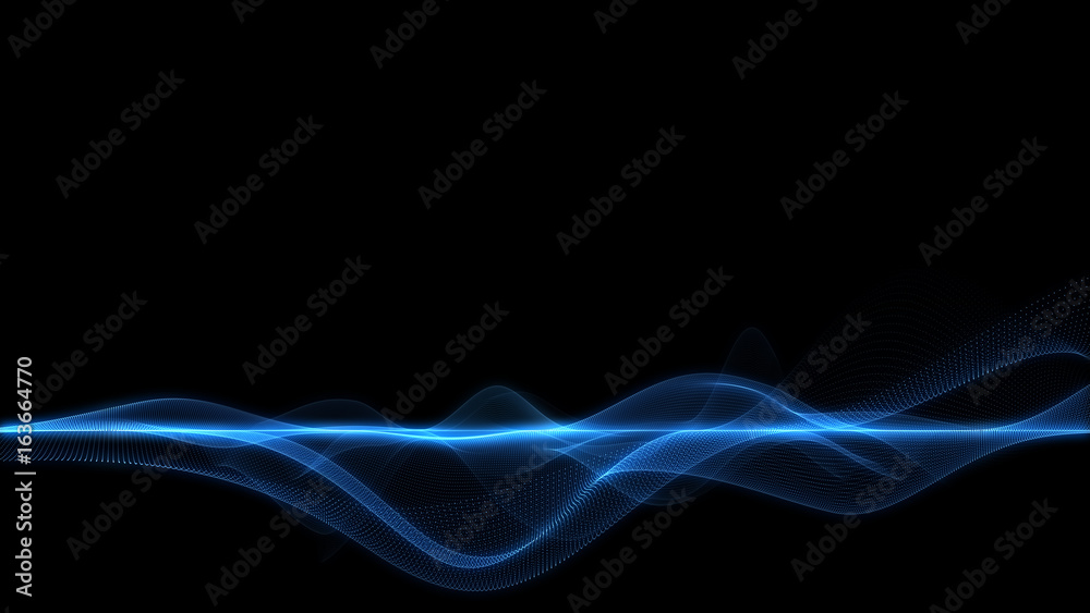 Wall mural abstract blue energy wave on dark background