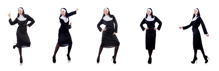 Fototapeta premium Pretty nun isolated on white