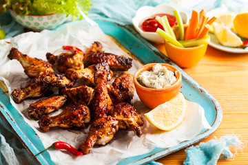 Delicious barbecue chicken wings