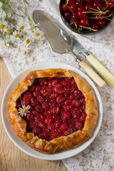 Cherry galette on a white background