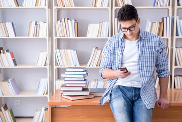 Young student with books preparing for exams