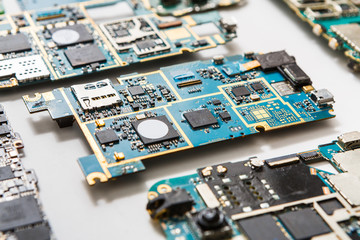 Digital gadgets components, repair shop concept