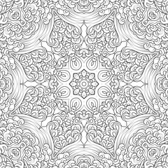 design coloring page, black and white mandala, vector