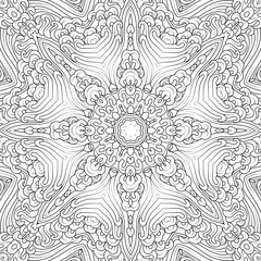 design coloring page, black and white mandala, vector