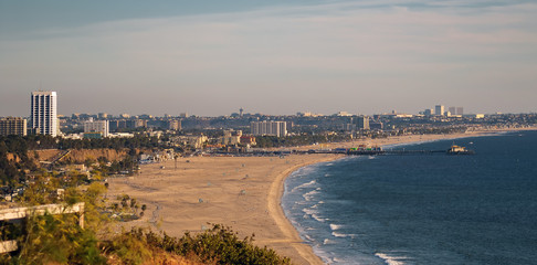 Fototapeta na wymiar Panoramic view of Santa Monica beach, California