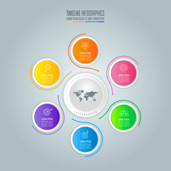 Creative concept for infographic. Timeline infographic design vector and marketing icons for presentation, workflow layout, diagram, annual report, web design. Business concept with 6 options.