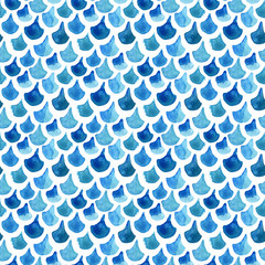 Watercolor textured fish scale seamless pattern. © Tanya Syrytsyna