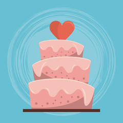 colorful background of wedding cake with heart on top