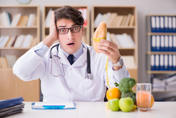 Scientist studying nutrition in various food