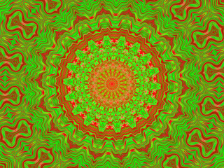 Christmas Mandala - Kaleidoscope Mandala in Christmas Colors