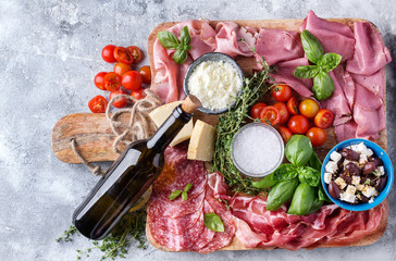 Set of meat antipasti