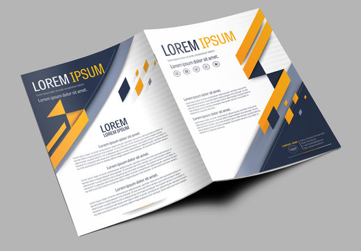 Brochure Cover Layout with Dark Blue and Orange Accents 2