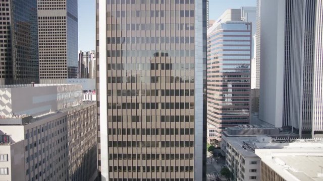 High rise glass office building downtown Los Angeles. 4K