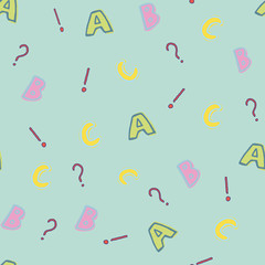 Letters and symbols seamless patterns