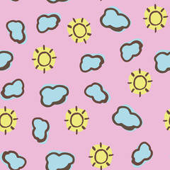 Sun and cloud seamless patterns