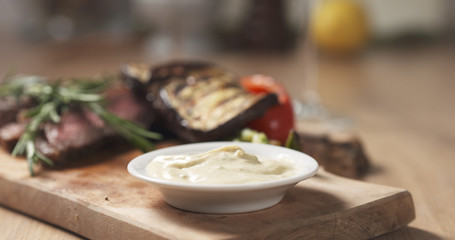 rib eye steak with grilled vegetables