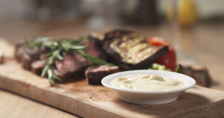 rib eye steak with grilled vegetables
