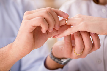 Young family in marriage divorce concept