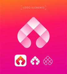 Abstract letter A origami style logo template. Arrow collection