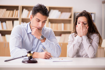 Young family in marriage divorce concept