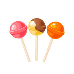 Sweet colorful round lollipop. Vector illustration candy  flat icon isolated on white.