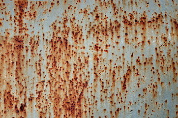 Old Rust Eroded Metal Iron Decay Crumpled Sheet Isolated Horizontal Background. Weathered Iron...