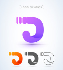 Vector abstract letter D logo elements. Material design style collection.