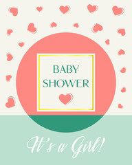 Minimal design Baby shower invitation card vector illustration. Creative design printable greeting card. Art print. 