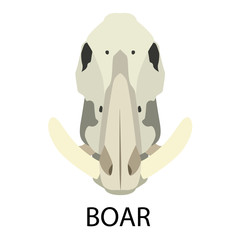 Skulls of animals flat icon set