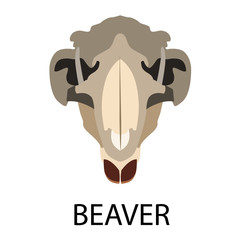 Skulls of animals flat icon set