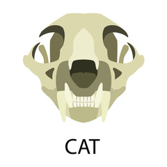 Skulls of animals flat icon set