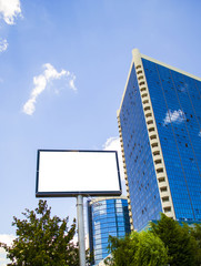 Blank billboard on blue sky