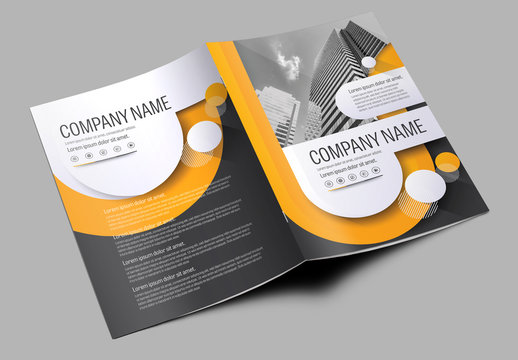 Brochure Cover Layout with Gray and Orange Accents 3