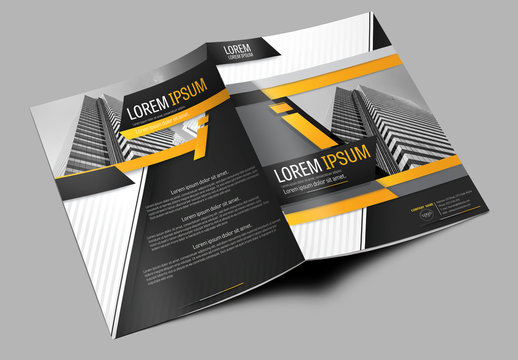 Brochure Cover Layout with Gray and Orange Accents 4