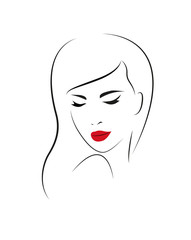 Woman with long hair.