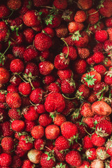 background from freshly harvested strawberries, directly above