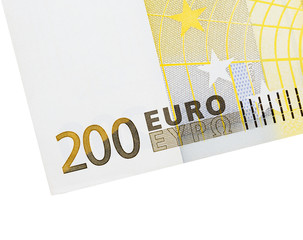 The part of european banknote on white background.